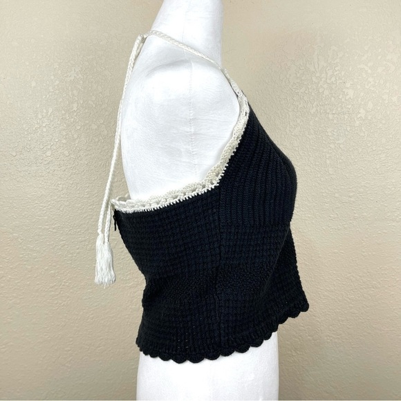 Alice + Olivia Saran Crochet Knit Cropped Halter Top Size‎ Large Women - Picture 4 of 11
